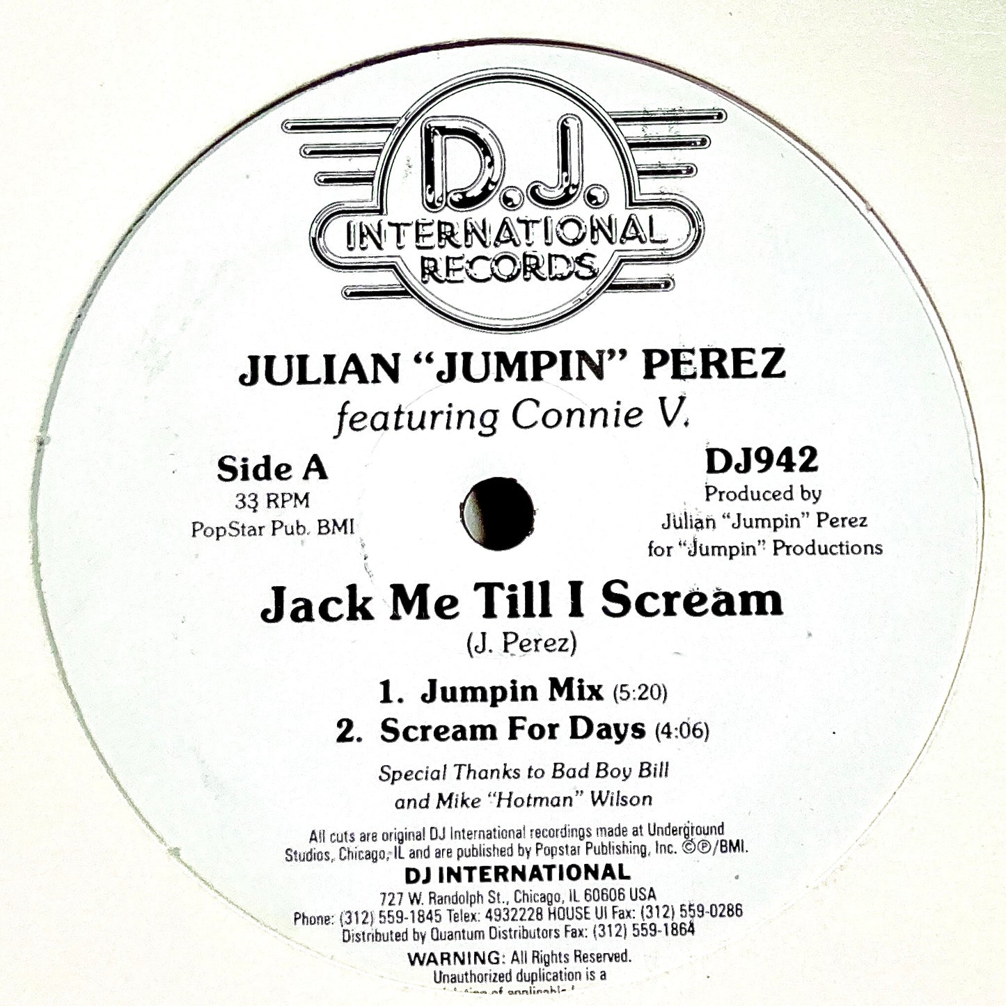 Julian "Jumpin" Perez Featuring Connie V -Jack Me Till I Scream