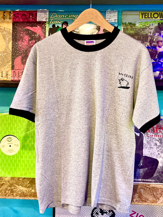 hangesha record T-Shirt / gray×black (Short Sleeve Ringer TEE 7oz)　