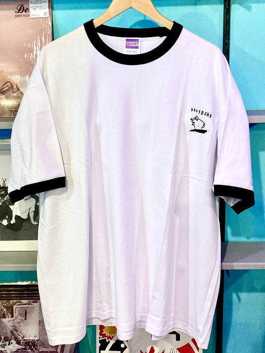 hangesha record T-Shirt - white×black (Short Sleeve Ringer TEE 7oz)　
